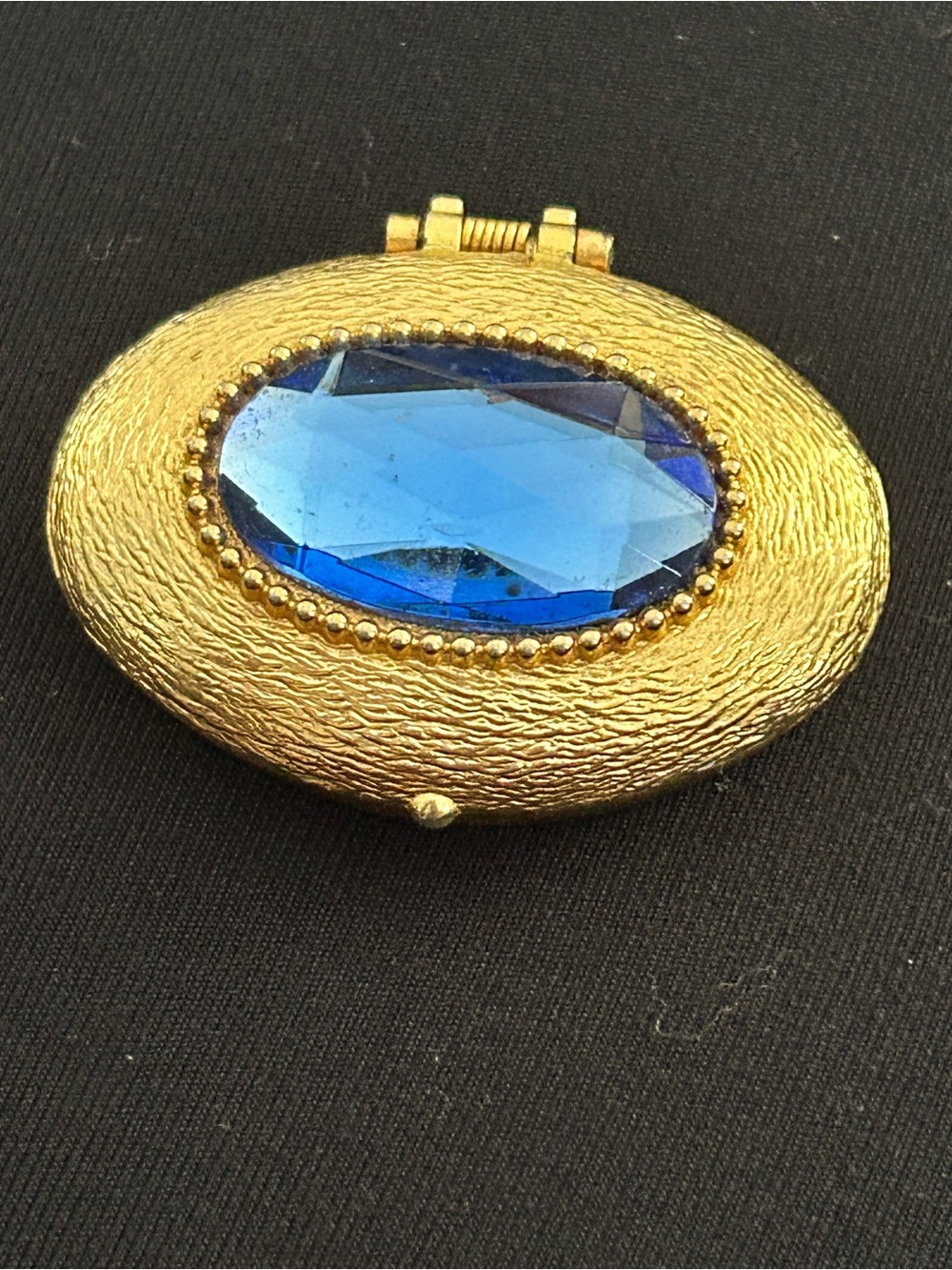 Helena Rubinstein -Gold-Tone Oval trinket with Blue Faceted Stone